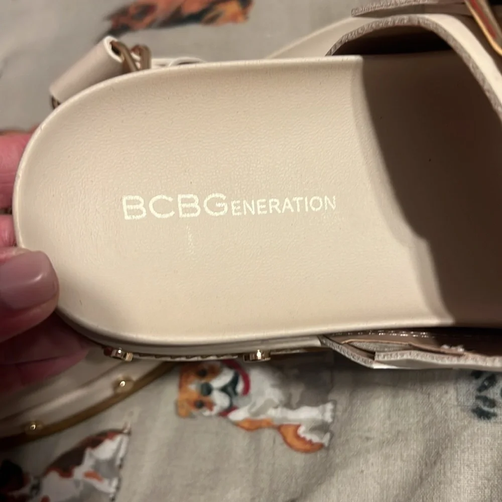 BCBGeneration Beige Double Buckle Sandals - Picture 2 of 4